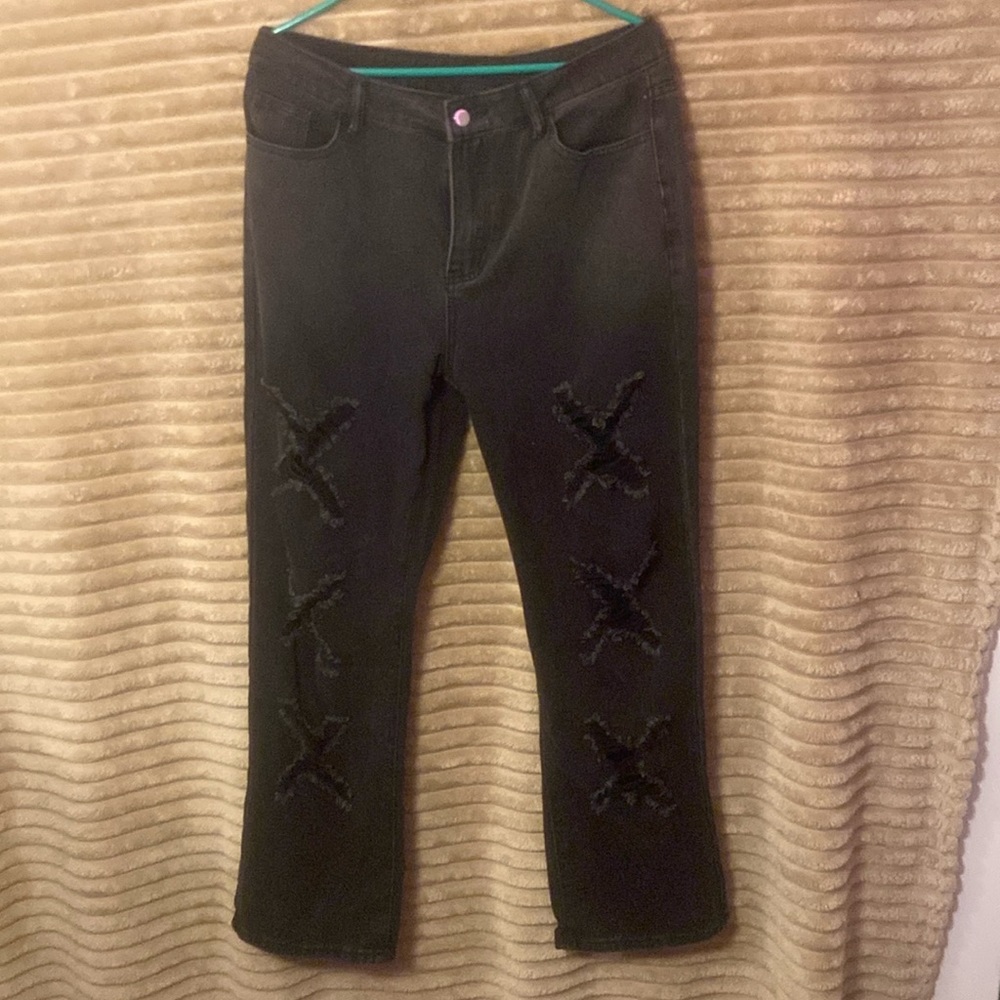 black X cut jeans